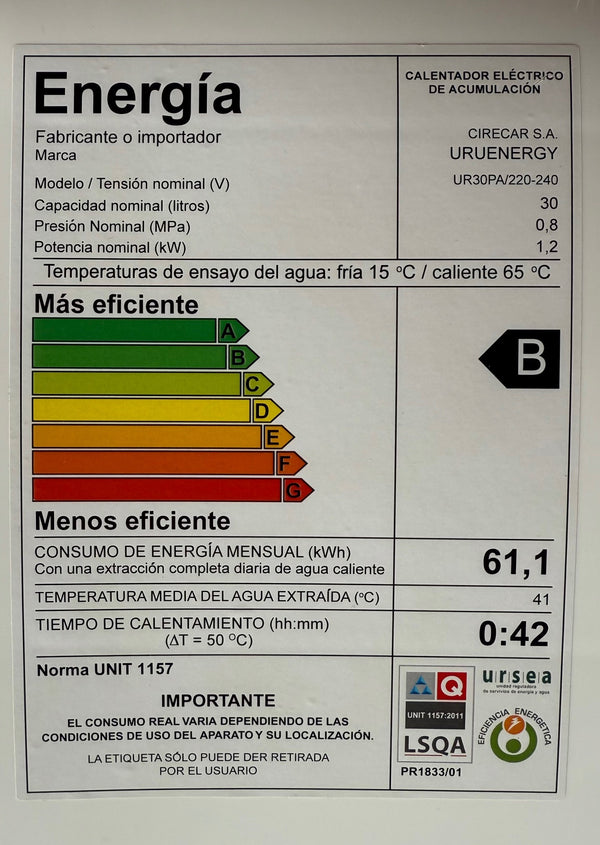 Termotanque Prisma 30 litros